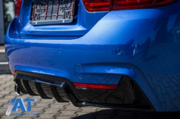 Difuzor Bara Spate Cu O Evacuare Dubla compatibil cu BMW Seria 4 F32 F33 F36 (2013-2019) Negru Lucios-image-6085608