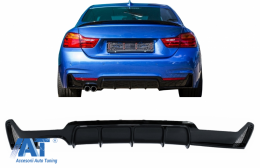 Difuzor Bara Spate Cu O Evacuare Dubla compatibil cu BMW Seria 4 F32 F33 F36 (2013-2019) Negru Lucios-image-6085913