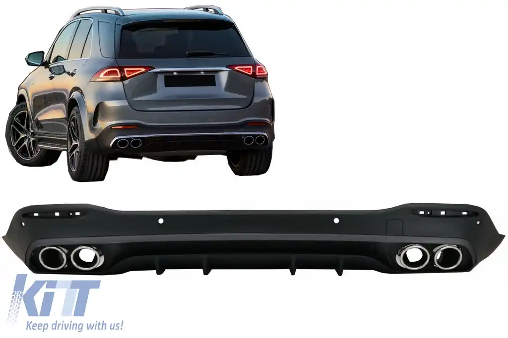 Difuzor Bara Spate cu Ornamente Evacuare Crom compatibil cu Mercedes GLE W167 SUV (2019-Up) GLE53 Design