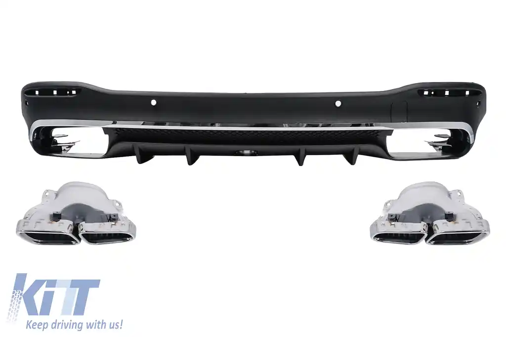 Difuzor Bara Spate cu Ornamente Evacuare Crom compatibil cu Mercedes GLE W167 SUV (2019-Up) GLE 63 Design