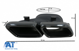 Difuzor Bara Spate cu Ornamente evacuare Negre si Grila Centrala compatibil cu Mercedes S-Class C217 Coupe (2018-2020) S63 Facelift Design-image-6073772