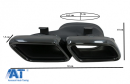 Difuzor Bara Spate cu Ornamente evacuare Negre compatibil cu Mercedes S-Class C217 Coupe (2014-2020) S63 Facelift Design-image-6073354