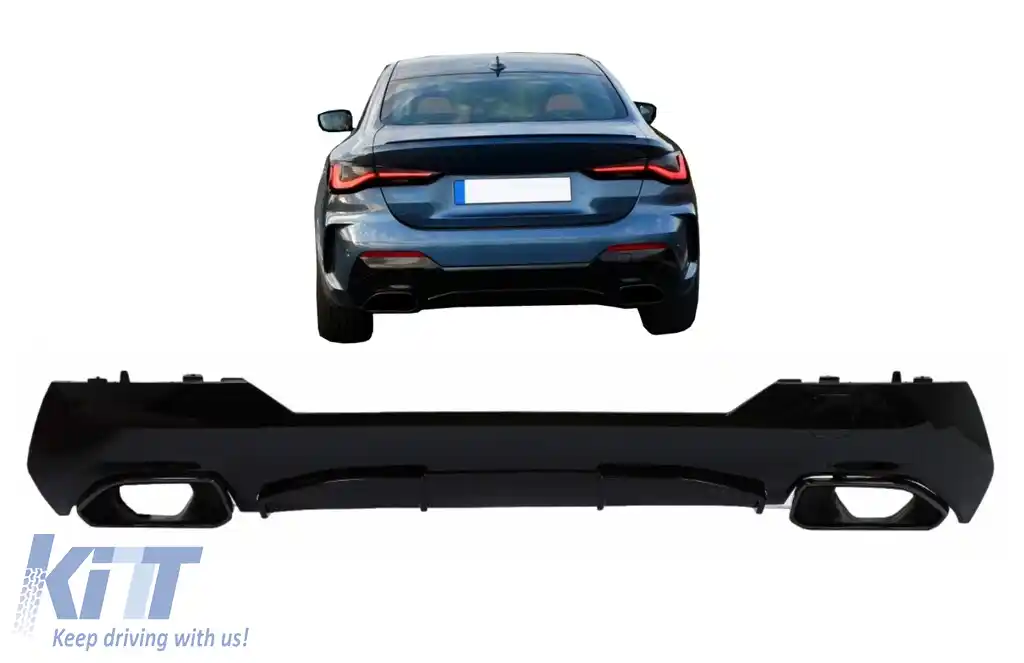 Difuzor Bara Spate cu Ornamente Evacuare Negre compatibil cu BMW 4 Series G22 G23 M Sport (2020-up) M440i Design-image-6128036