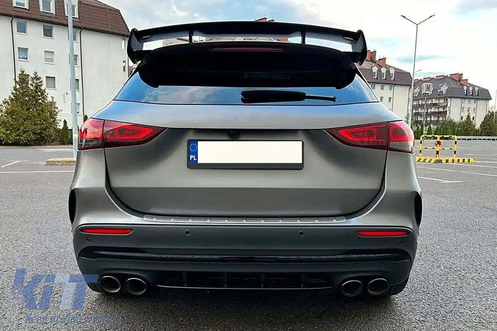 Difuzor Bara Spate cu Ornamente Evacuare Negru Lucios compatibil cu Mercedes GLA SUV H247 Sport Line (2020-) Aero 45S Design Night Package-image-6097330