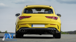 Difuzor Bara Spate cu Ornamente Evacuare si Grila Centrala compatibil cu Mercedes CLA X118 Shooting Brake C118 Coupe Sport Line (2019-up) CLA35 Design Aerodynamic Package-image-6080464