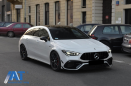 Difuzor Bara Spate cu Ornamente Evacuare si Grila Centrala compatibil cu Mercedes CLA X118 Shooting Brake C118 Coupe Sport Line (2019-up) CLA35 Design Aerodynamic Package-image-6080473