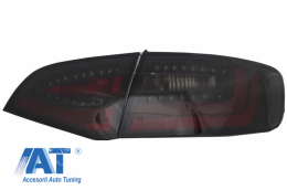 Difuzor Bara Spate cu Ornamente Evacuare si Stopuri LED compatibil cu AUDI A4 B8 Pre Facelift Avant (2007-2011) cu Grila Centrala RS Design Negru Lucios-image-6046385