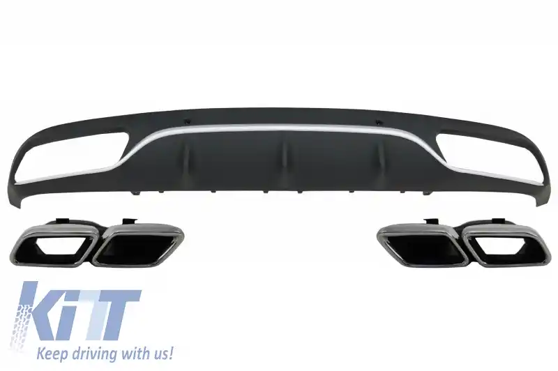 Difuzor Bara Spate cu Ornamente Evacuare compatibil cu Mercedes C-Class C205 A205 Coupe Cabriolet (2014-2019) C63 Design