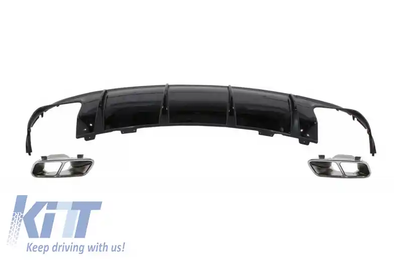 Difuzor Bara Spate cu Ornamente Evacuare compatibil cu Mercedes CLA W117 X117 Shooting Brake (2013-2018) Facelift CLA45 Look