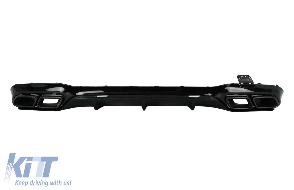Difuzor Bara Spate cu Ornamente Evacuare compatibil cu Mercedes E-Class W213 (2016-2019) E63 Design Negru Lucios