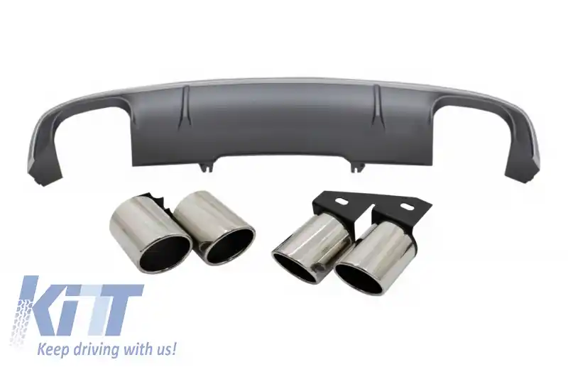 Difuzor Bara Spate cu Ornamente Evacuare compatibil cu Audi A4 B9 8W S-line (2016-2018) Sedan Avant S4 Design