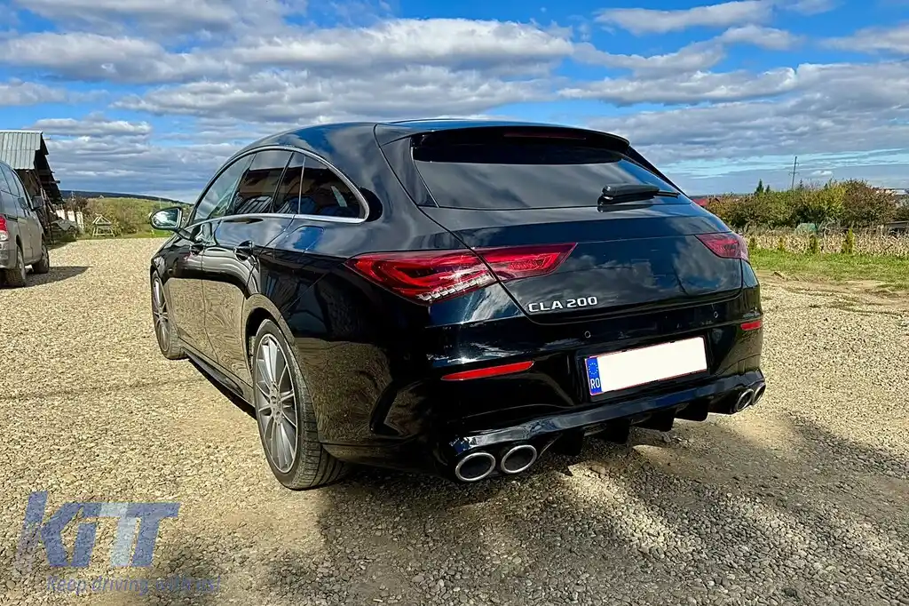 Difuzor Bara Spate cu Ornamente Evacuare compatibil cu Mercedes CLA X118 Shooting Brake C118 Coupe Sport Line (2019-06.2025) CLA45S Design Aerodynamic Package-image-6126857