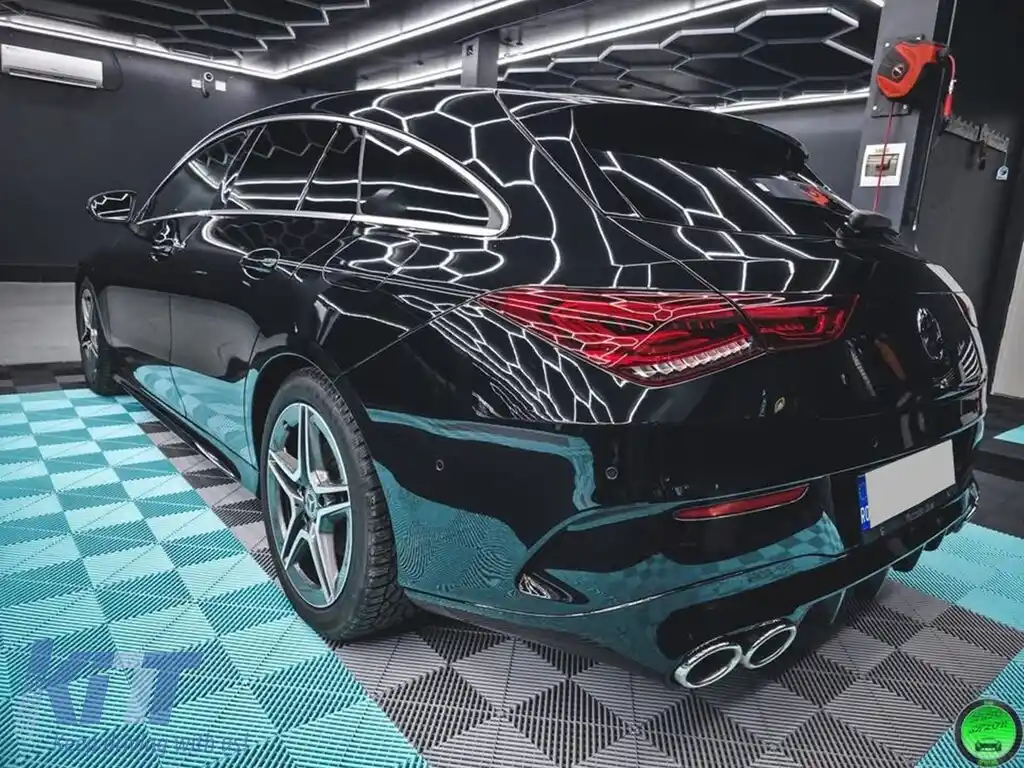 Difuzor Bara Spate cu Ornamente Evacuare compatibil cu Mercedes CLA X118 Shooting Brake C118 Coupe Sport Line (2019-06.2025) CLA45S Design Aerodynamic Package-image-6164958