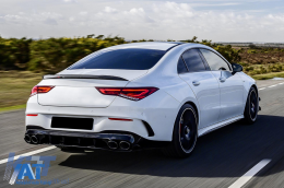 Difuzor Bara Spate cu Ornamente Evacuare compatibil cu Mercedes CLA X118 Shooting Brake C118 Coupe Sport Line (2019-up) CLA45S Design Aerodynamic Night Package-image-6090654