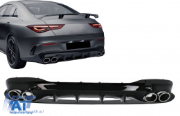 Difuzor Bara Spate cu Ornamente Evacuare compatibil cu Mercedes CLA X118 Shooting Brake C118 Coupe Sport Line (2019-up) CLA45S Design Aerodynamic Package-image-6090812