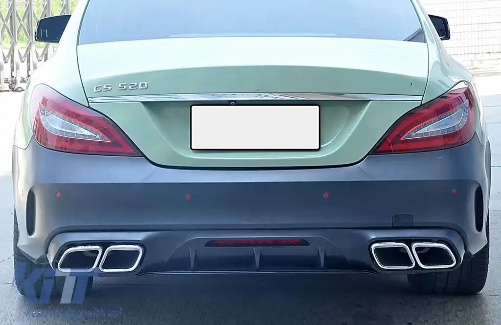 Difuzor Bara Spate cu Ornamente Evacuare compatibil cu Mercedes CLS Sedan W218 Sport Line (2011-2017)-image-6108332