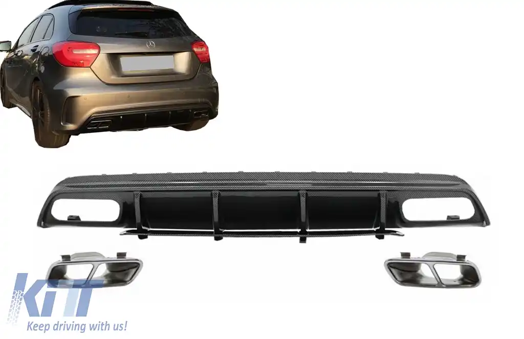 image-60-Difuzor Bara Spate cu Ornamente Evacuare compatibil cu Mercedes A-Class W176 (2013-2018) A45 Facelift Design