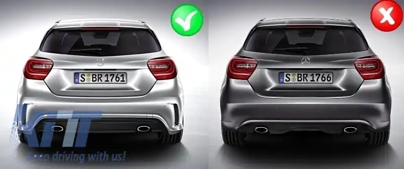 Difuzor Bara Spate cu Ornamente Evacuare compatibil cu Mercedes A-Class W176 (2013-2018) A45 Facelift Design-image-6255681