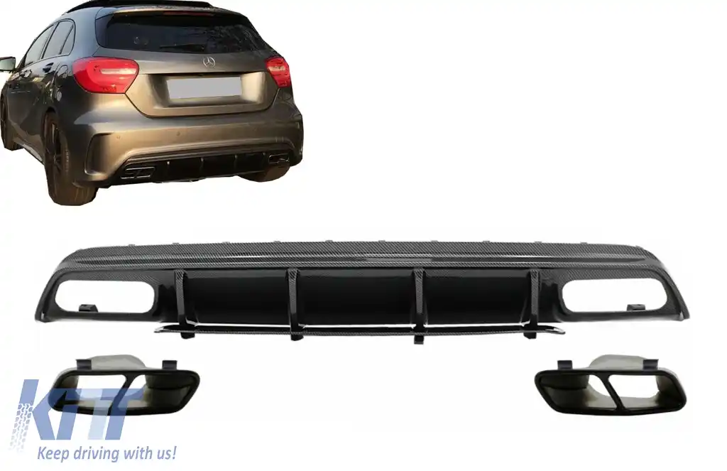 image-75-Difuzor Bara Spate cu Ornamente Evacuare compatibil cu Mercedes A-Class W176 (2013-2018) A45 Facelift Design