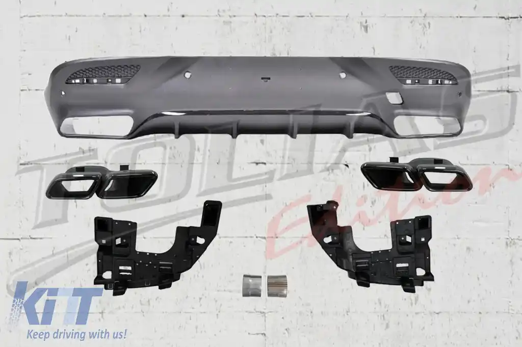 Difuzor Bara Spate cu Ornamente Evacuari Crom compatibil cu Mercedes GLE Coupe C292 Sport Line (2015-2019) GLE63 Design-image-6128723