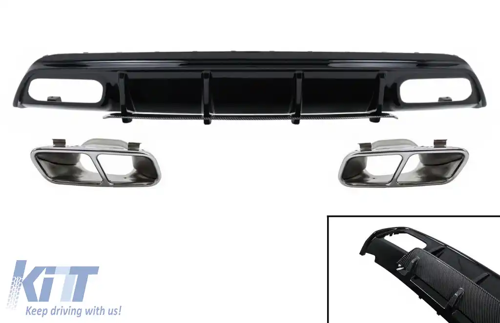 Difuzor Bara Spate cu Ornamente pentru sistemul de evacuare compatibil cu Mercedes W176 A-Class (2013-2018) A45 Facelift Design Look