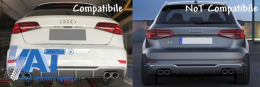 Difuzor Bara Spate cu Ornamente toba compatibil cu Audi A3 8V Facelift Hatchback Sportback (2016-2019) S3 Design pentru Bara Standard-image-6042488