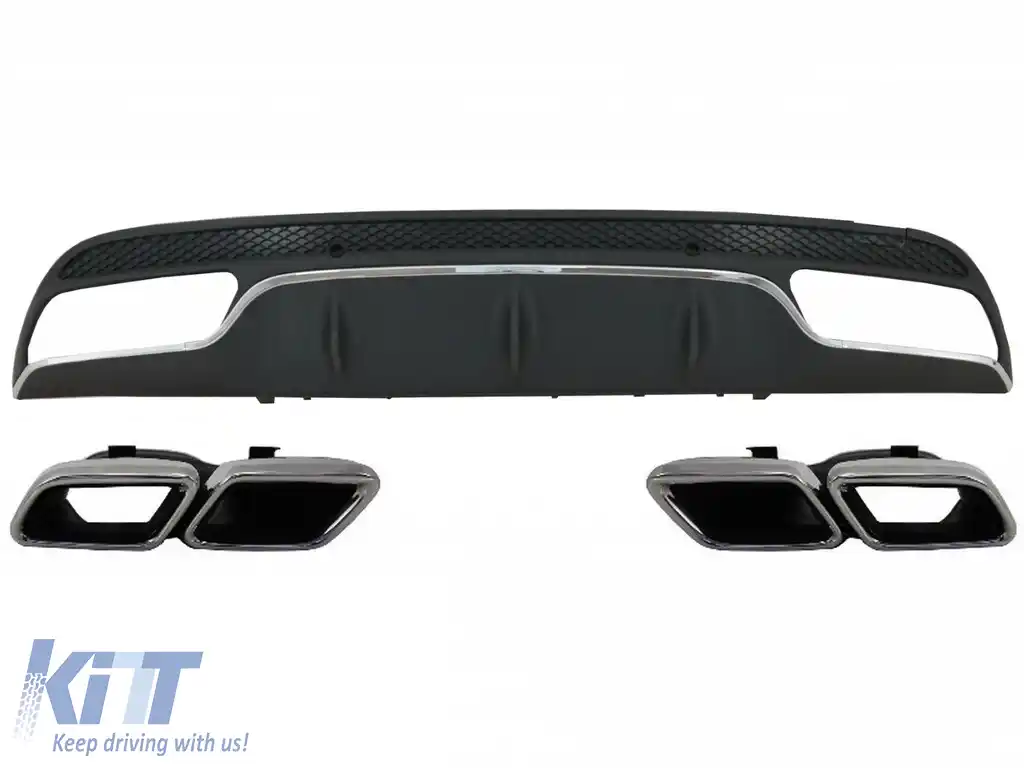 Difuzor Bara Spate cu Ornamente tobe compatibil cu Mercedes C-Class W205 S205 (2014-2020) C63 Design doar pentru Sport Package