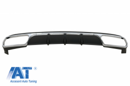 Difuzor Bara Spate cu Ornamente Tobe Crome compatibil cu Mercedes W212 E-Class Facelift (2013-2016) pentru Bara Spate Standard-image-6057632