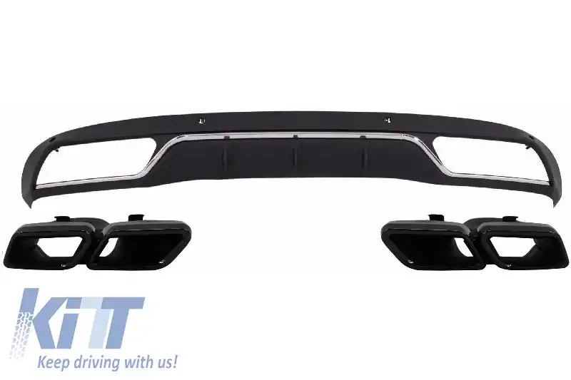 Difuzor Bara Spate Cu Ornamente tobe Negre compatibil cu Mercedes C-Class W205 S205 (2014-2018) C63 Design pentru echipare Standard