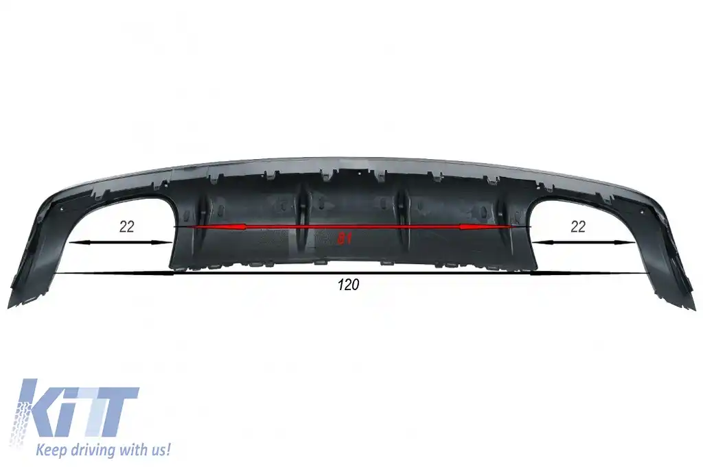 Difuzor Bara Spate cu Sistem de evacuare Negru compatibil cu Audi A3 8V Sedan (2012-2015) S3 Design-image-6103010
