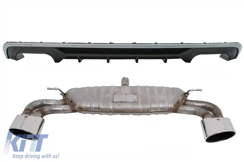 Difuzor Bara Spate cu Sistem de evacuare compatibil cu Audi A3 8V Facelift Hatchback Sportback (2016-2019) S3 Design pentru Bara Standard
