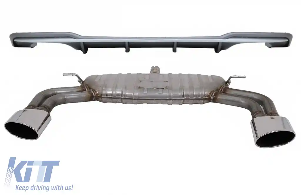 Difuzor Bara Spate cu Sistem de evacuare compatibil cu Audi A3 8V Facelift Sedan Convertible (2016-2019) S3 Design Bara S Line