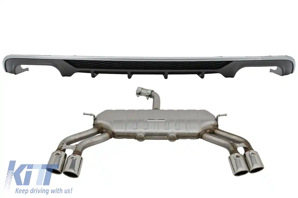 Difuzor Bara Spate cu Sistem de evacuare compatibil cu Audi A3 8V Facelift Sedan (2016-2019) S3 Design Bara Standard