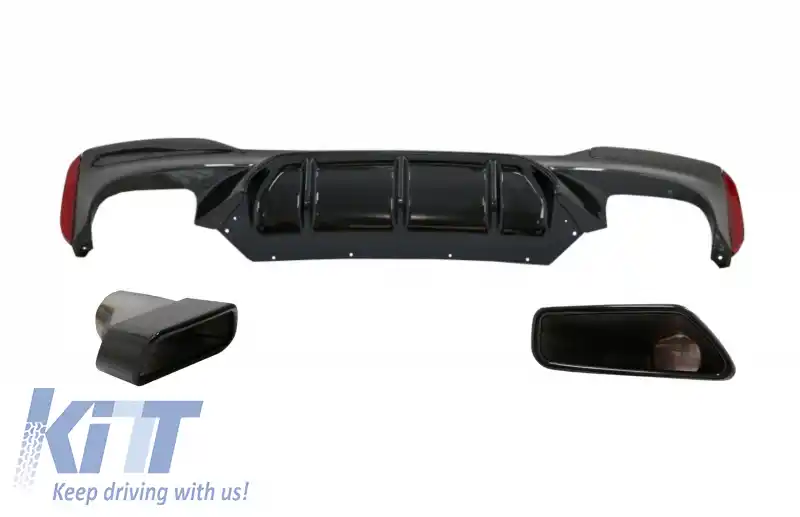 Difuzor Bara Spate cu Tobe Ornamente Negre compatibil cu BMW Seria 5 G30 G31 (2017+) M5 Design