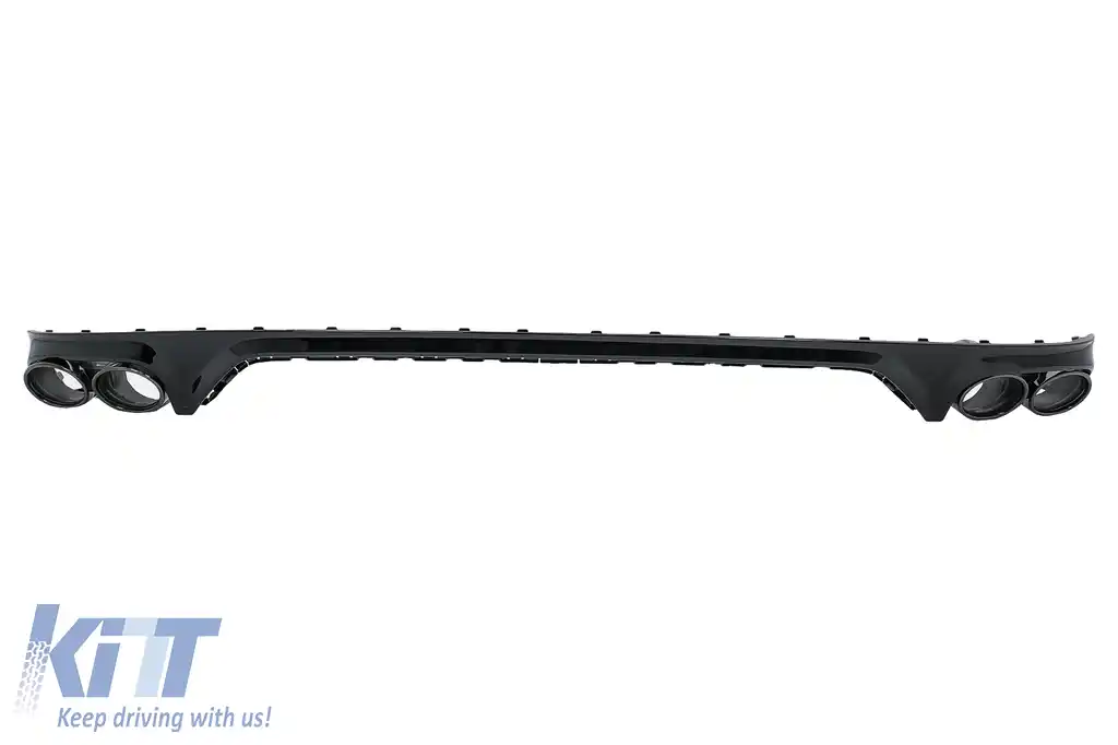 Difuzor Bara Spate Evacuare Dubla compatibil cu Audi Q8 S-Line (2018-2023) Evacuari Negre