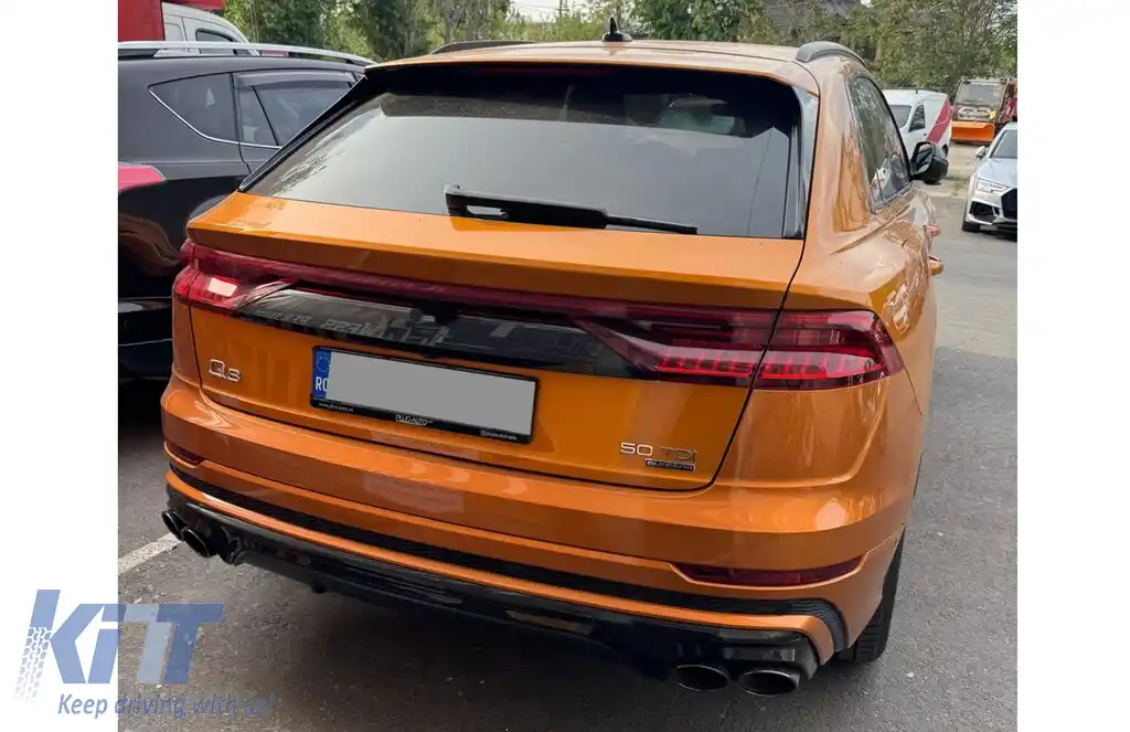 Difuzor Bara Spate Evacuare Dubla compatibil cu Audi Q8 S-Line (2018-2023) Evacuari Negre-image-6277838