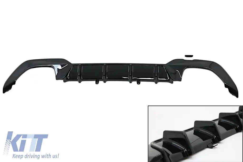 Difuzor Bara Spate Evacuare Dubla compatibil cu BMW Seria 3 G20 G28 Sedan G21 Touring (2019-up) M340i Design Negru Lucios