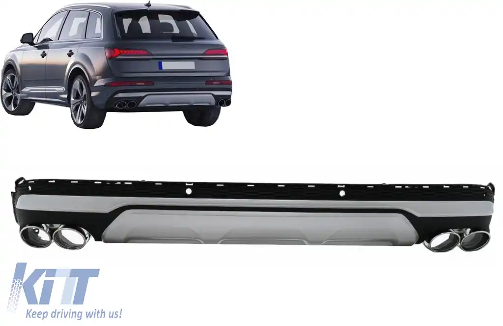 Difuzor Bara Spate Evacuare Dubla compatibil cu Audi Q7 SUV 4M Facelift (2020-2025)-image-6128187