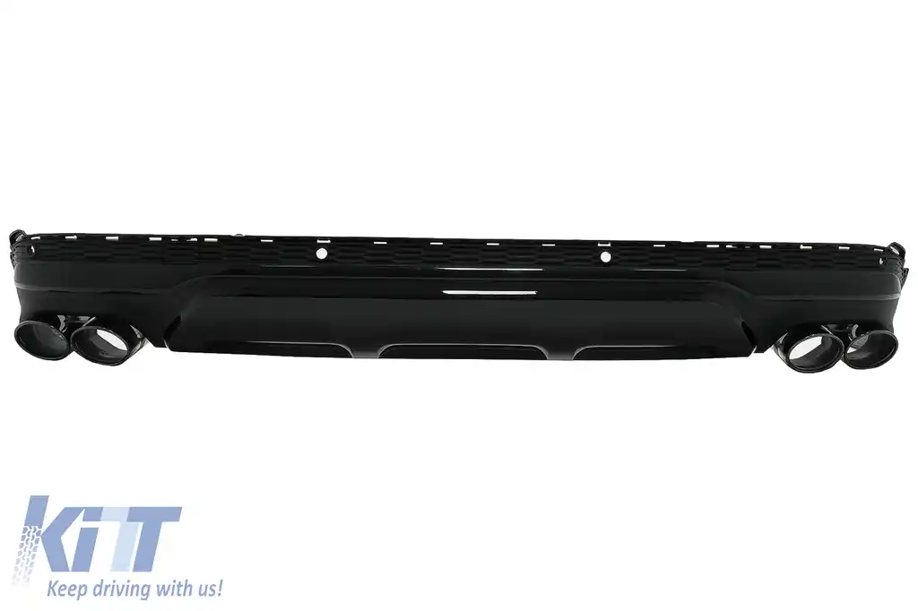 Difuzor Bara Spate Evacuare Dubla compatibil cu Audi Q7 SUV 4M Facelift (2020-2025) Negru