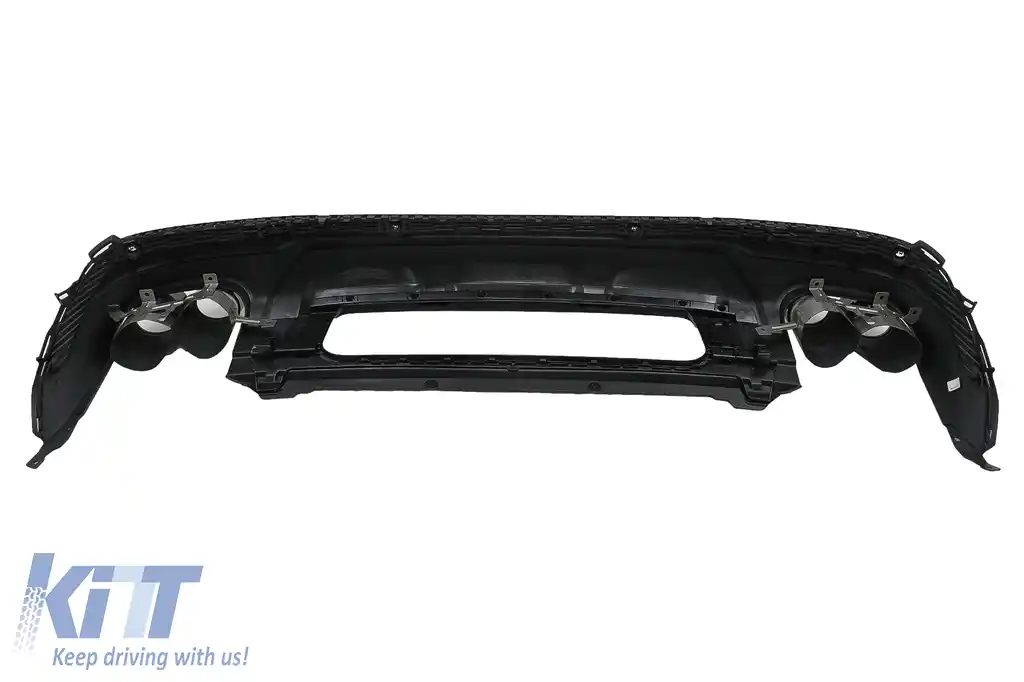 Difuzor Bara Spate Evacuare Dubla compatibil cu Audi Q7 SUV 4M Facelift (2020-up) Negru-image-6098110