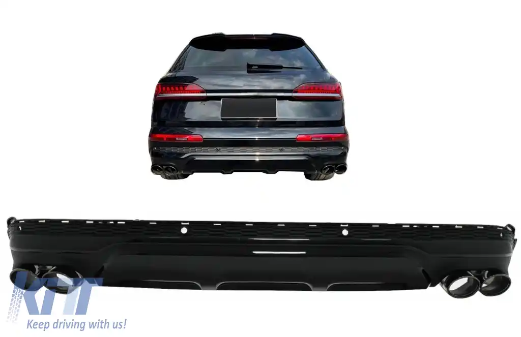 Difuzor Bara Spate Evacuare Dubla compatibil cu Audi Q7 SUV 4M Facelift (2020-2025) Negru-image-6128186