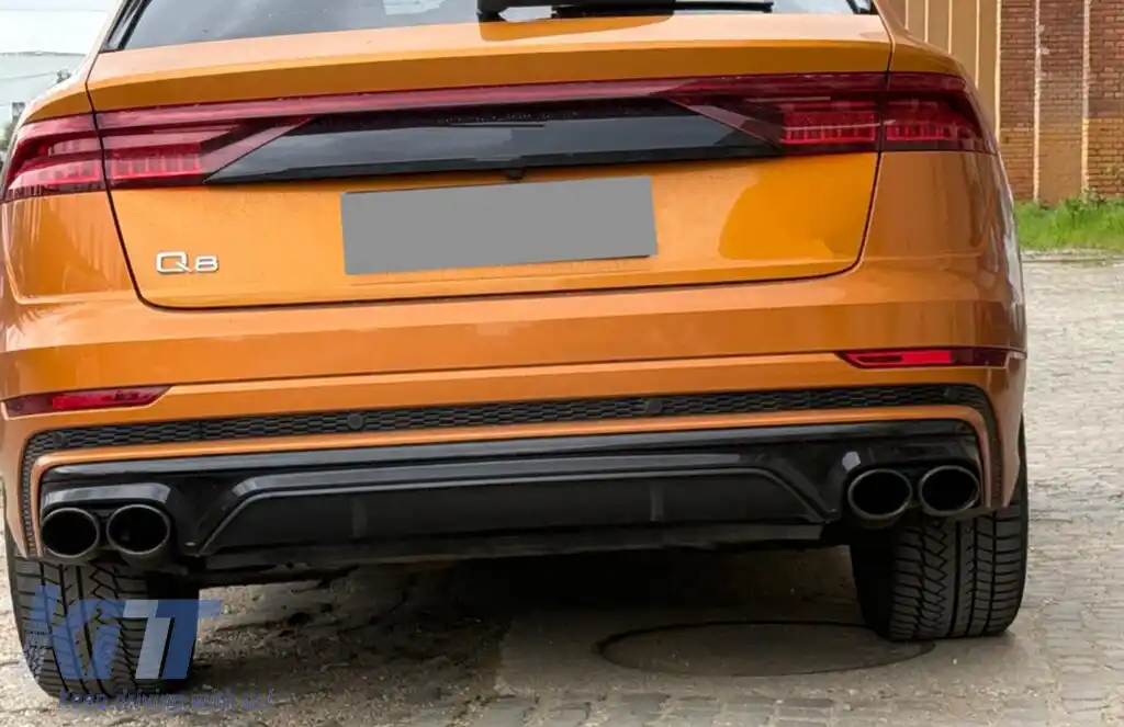 Difuzor Bara Spate Evacuare Dubla compatibil cu Audi Q8 S-Line (2018-2023) Evacuari Negre-image-6261201