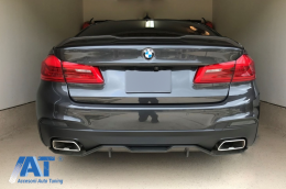 Difuzor Bara Spate Evacuare Dubla cu Eleron Portbagaj compatibil cu BMW 5 Series G30 (2016-2019) 540 M Performance Design Carbon Look-image-6076920