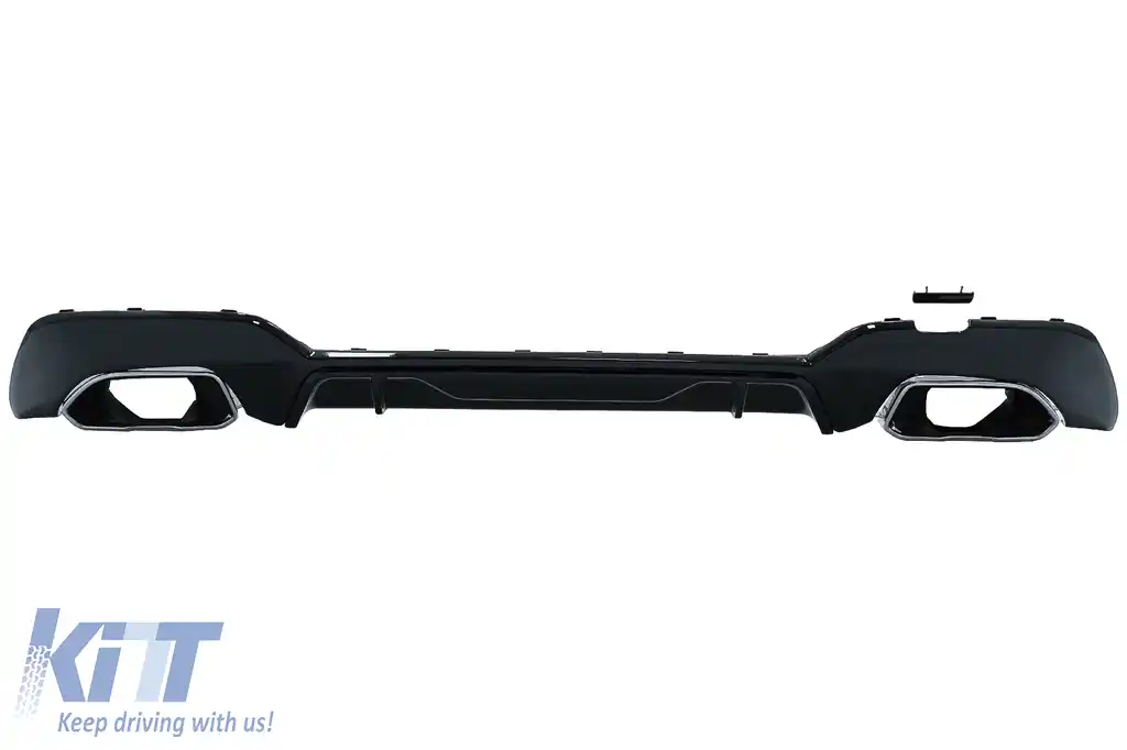 Difuzor Bara Spate Evacuare Dubla si Tobe Ornament Crom compatibil cu BMW 3 Series G20 G28 Sedan G21 Touring (2018-up) M340i M Look Negru Lucios