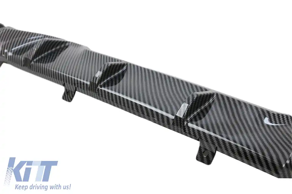 Difuzor Bara Spate Evacuare Dubla si Tobe Ornament compatibil cu BMW Seria 3 G20 G28 Sedan G21 Touring (2019-up) M340i M Look Carbon-image-6094344