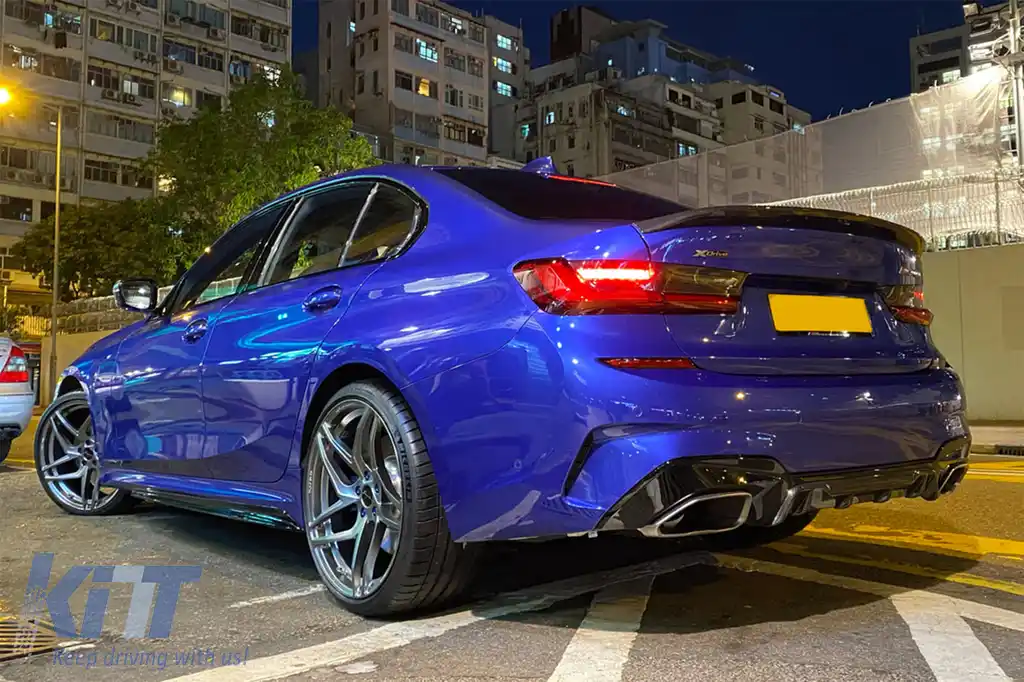 Difuzor Bara Spate Evacuare Dubla si Tobe Ornament compatibil cu BMW Seria 3 G20 G28 Sedan G21 Touring (2019-up) M340i M Look Carbon-image-6094367