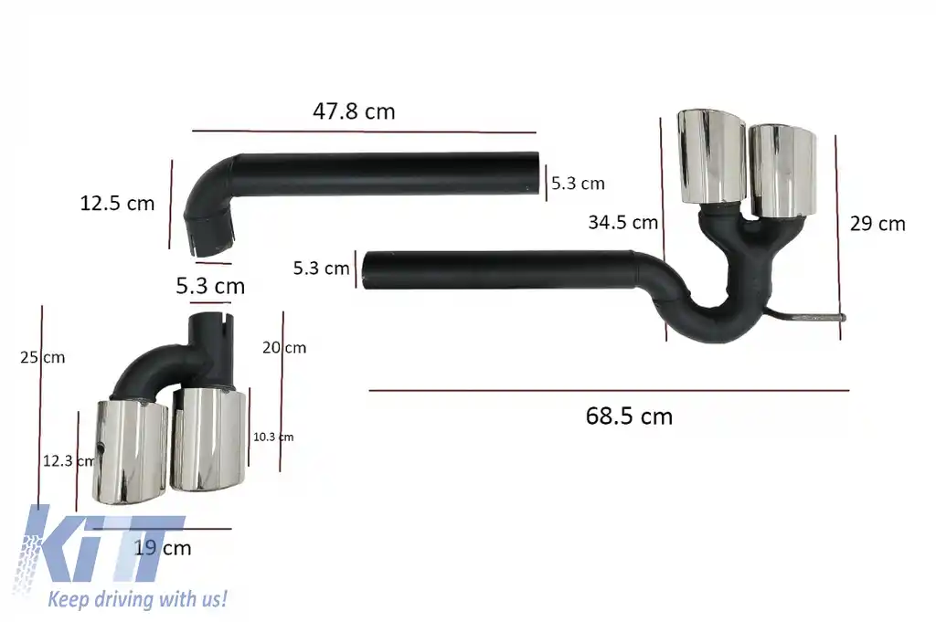 Difuzor Bara Spate Negru Lucios si Sistem de evacuare compatibil cu Audi A3 8V Facelift (2016-2019) Sedan Cabrio RS3 Design doar pentru bara S-Line-image-6095960