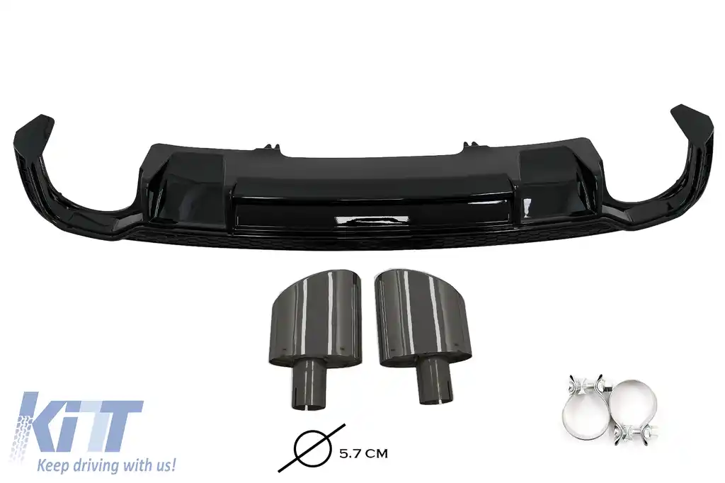 Difuzor Bara Spate Ornamente evacuare compatibil cu Audi A4 B9 8W Sedan Avant (2016-2018) pentru Bara S Line-image-6097222