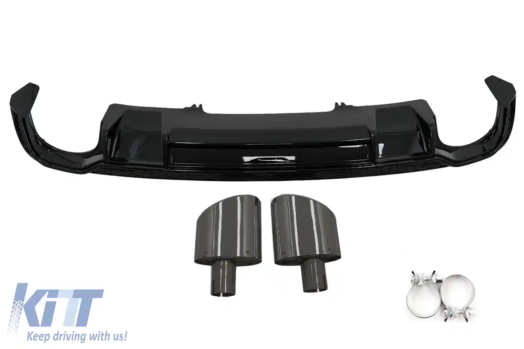 Difuzor Bara Spate Ornamente evacuare compatibil cu Audi A4 B9 8W Sedan Avant (2016-2018) pentru Bara S Line-image-6097223