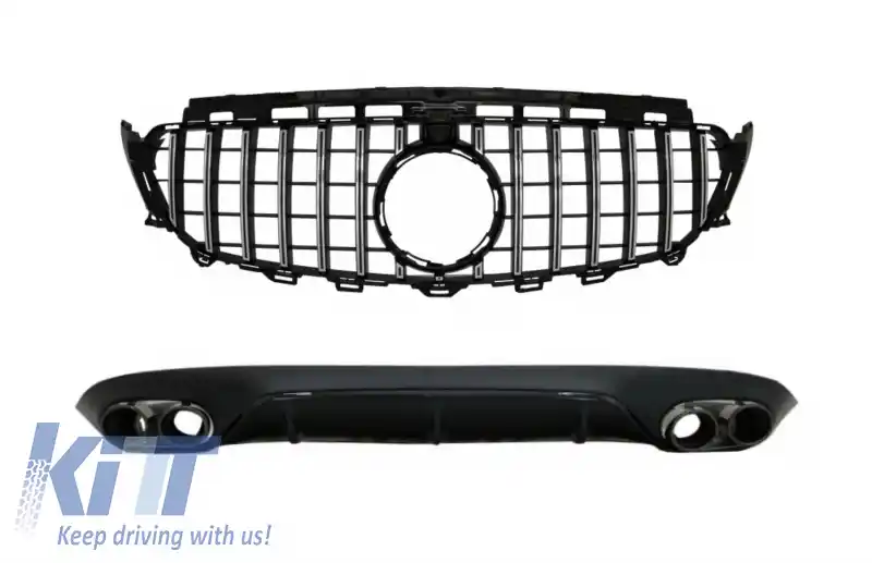 Difuzor Bara Spate si Grila Centrala Crom Cu Camera 360 compatibil cu Mercedes E-Class C238 AMG Sport Line (2016+) E53 GT-R Design